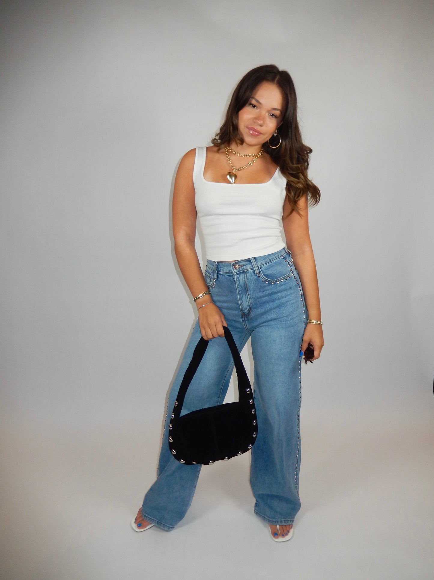 Studded Behavior Wide Leg Jeans