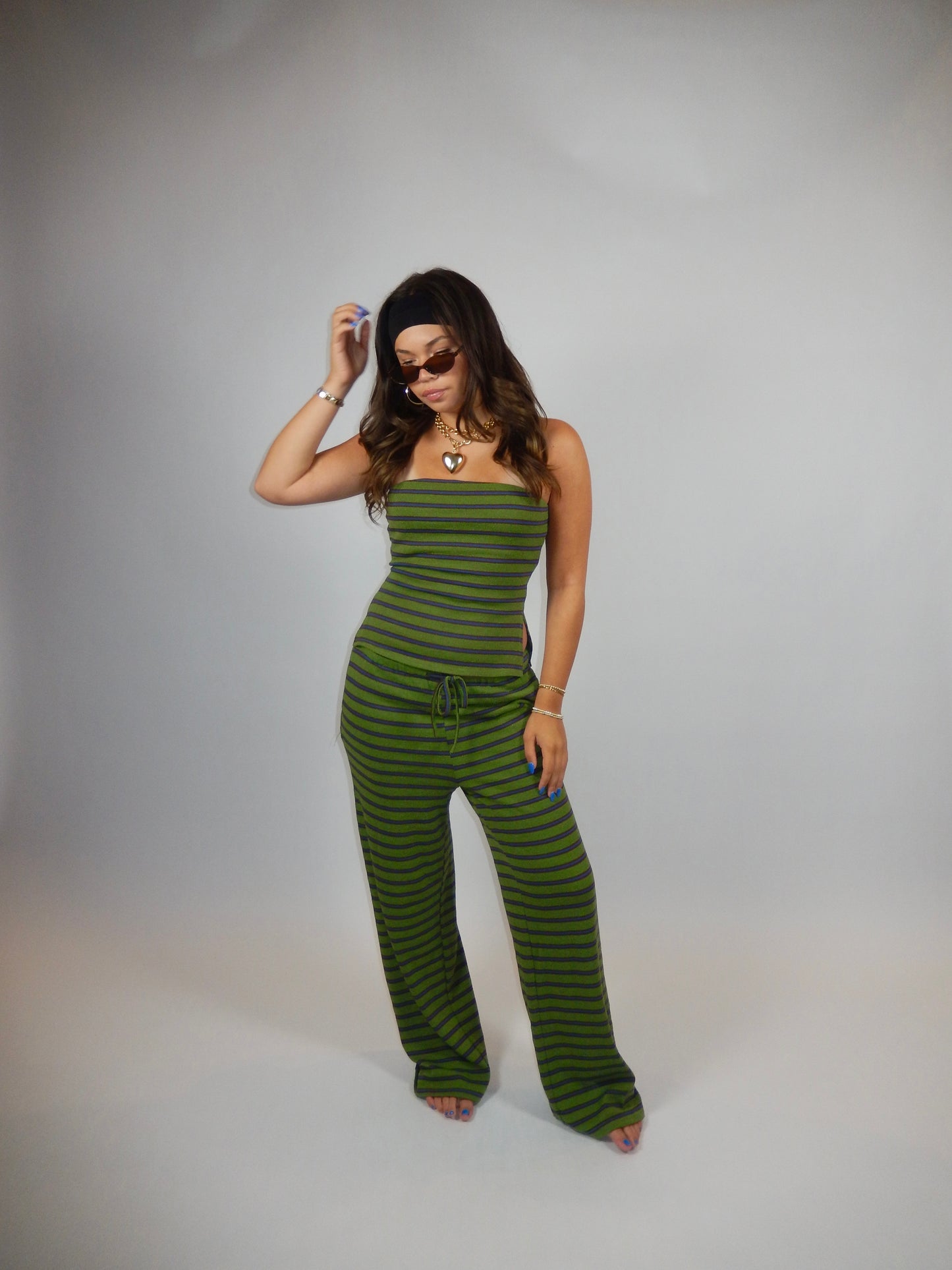 Matcha Striped Wide Leg Pants
