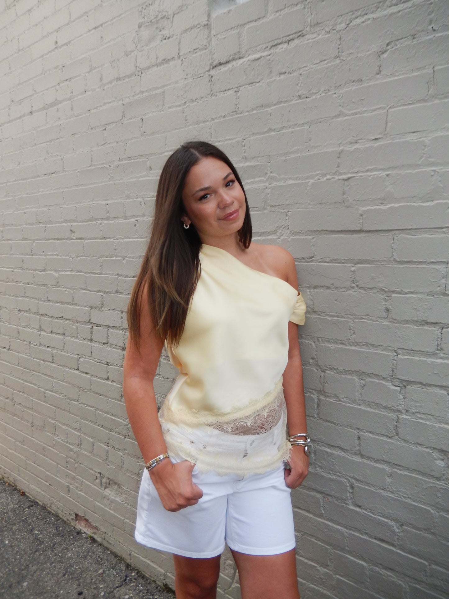 Darling Detail Asymmetrical One Shoulder Top