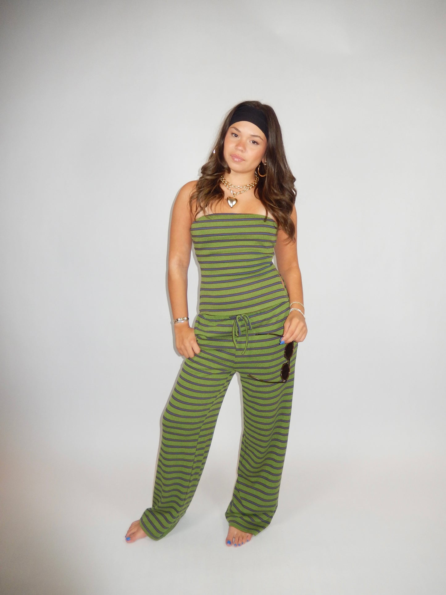 Matcha Striped Wide Leg Pants