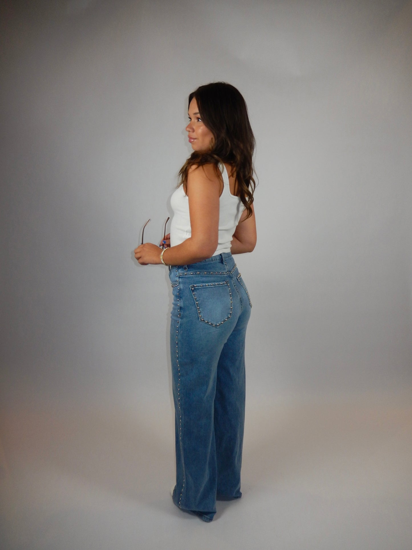 Studded Behavior Wide Leg Jeans