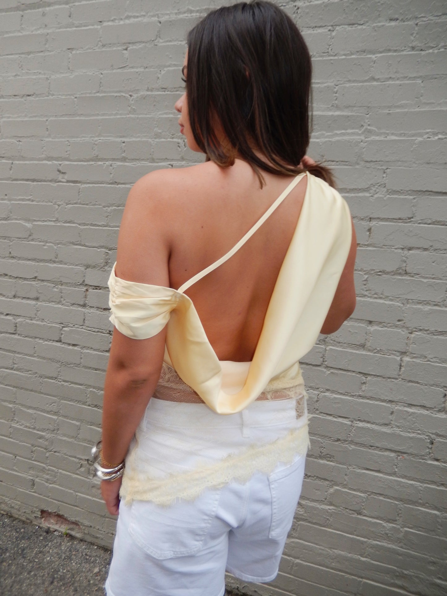 Darling Detail Asymmetrical One Shoulder Top