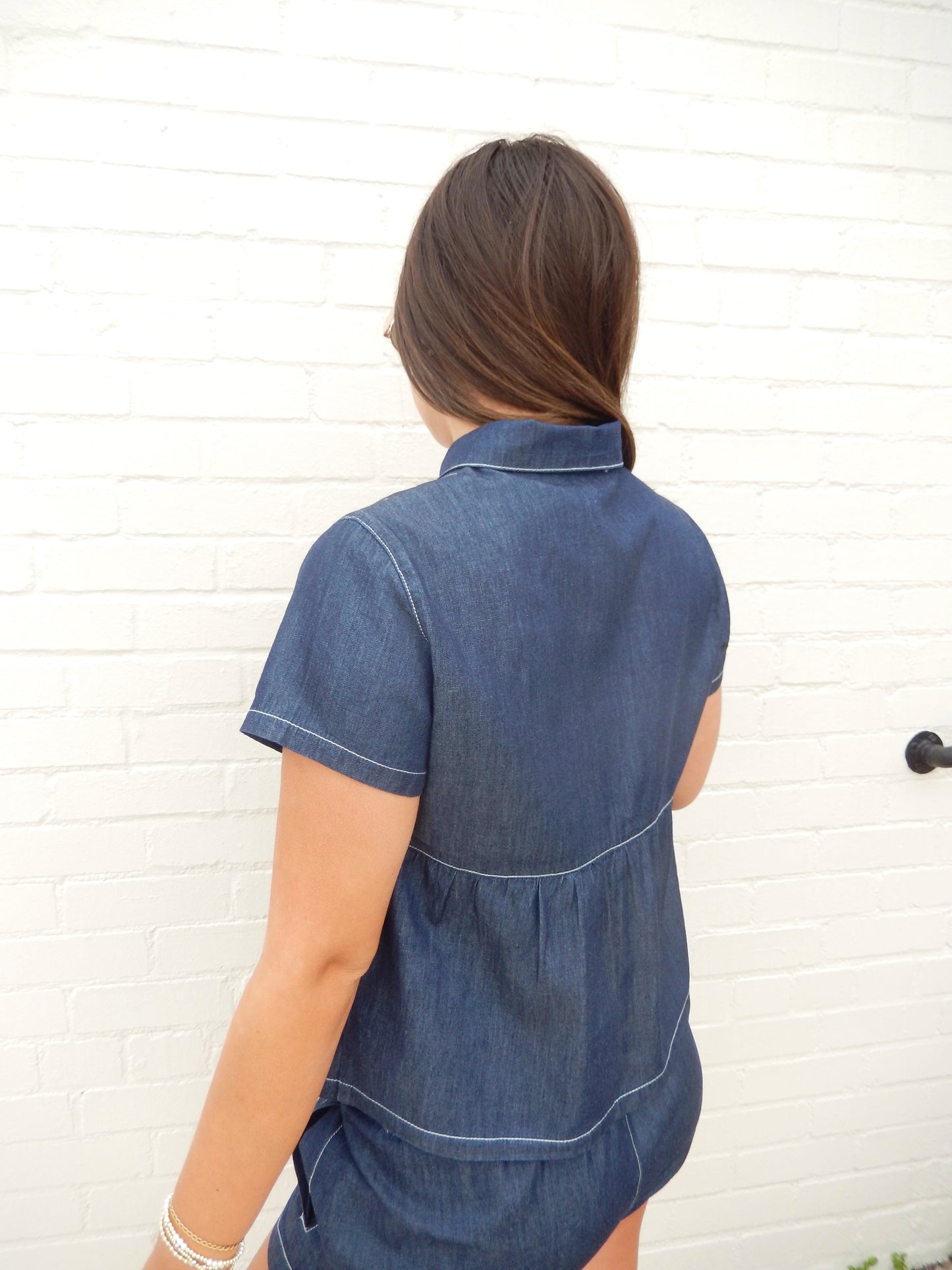 Lucy Button Up Baby Doll Denim Top