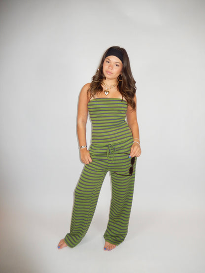 Matcha Striped Wide Leg Pants