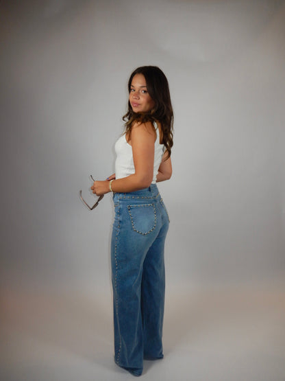 Studded Behavior Wide Leg Jeans