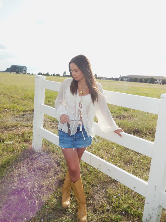 Open Your Heart Tie Long Sleeve Top
