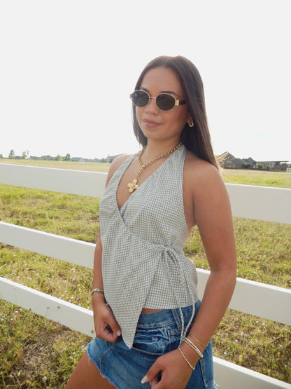 Camille Halter Wrap Top